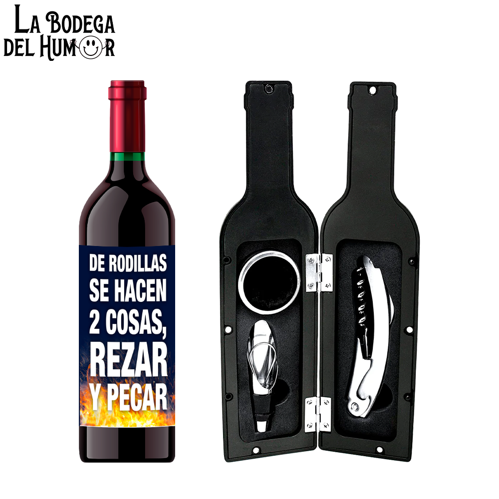 Kit Sacacorchos Premium "De rodillas se hacen 2 cosas"
