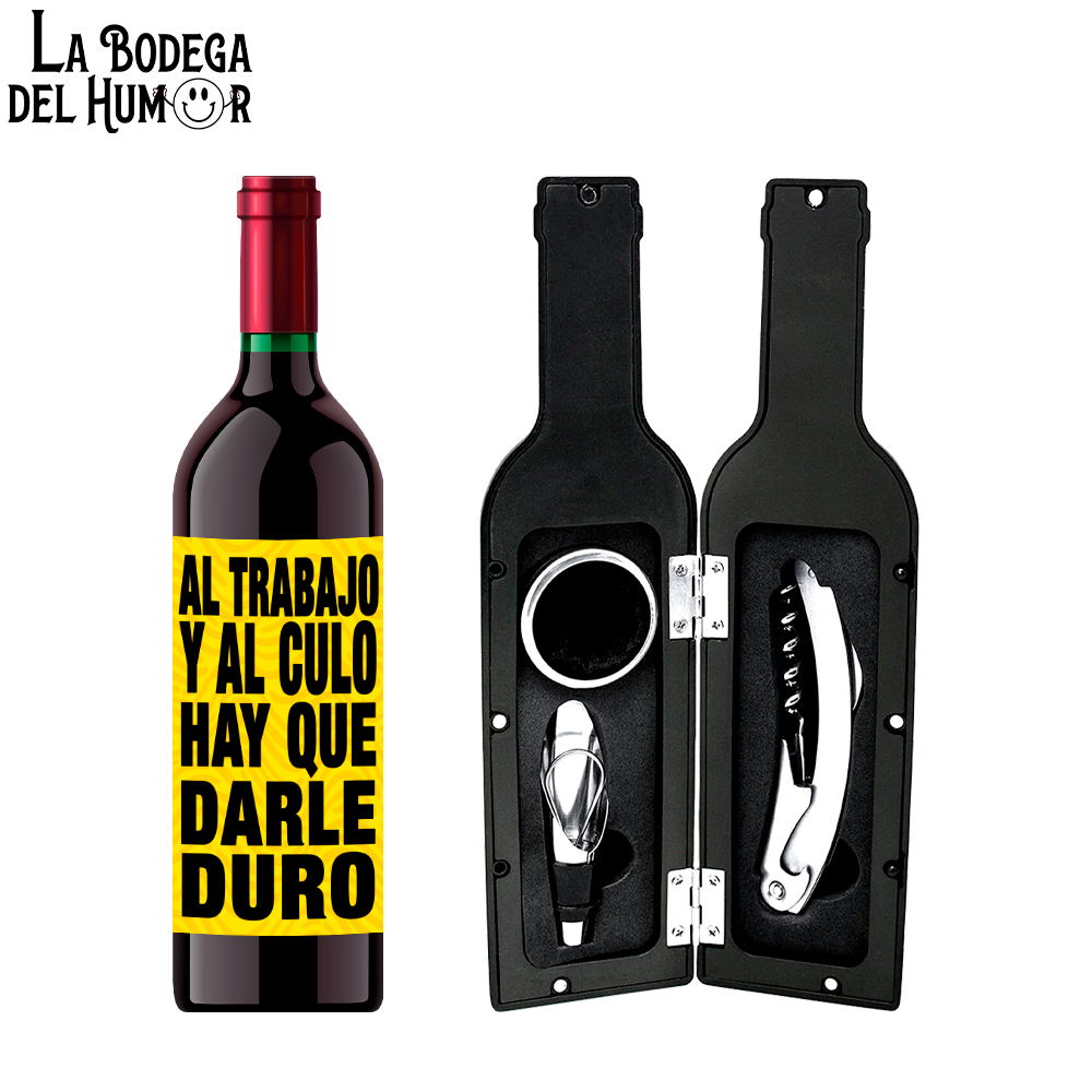 Kit Sacacorchos Premium "Hay que darle duro al trabajo"