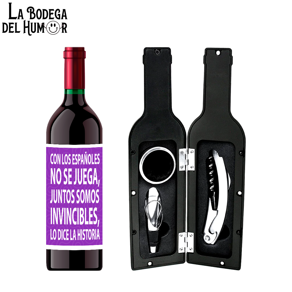 Kit Sacacorchos Premium "Con los españoles no se juega"