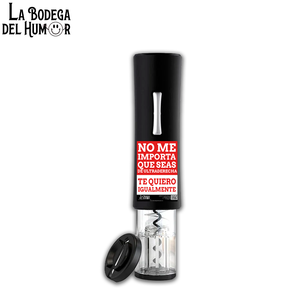 Sacacorchos Eléctrico Negro "No importa que seas de ultraderecha"