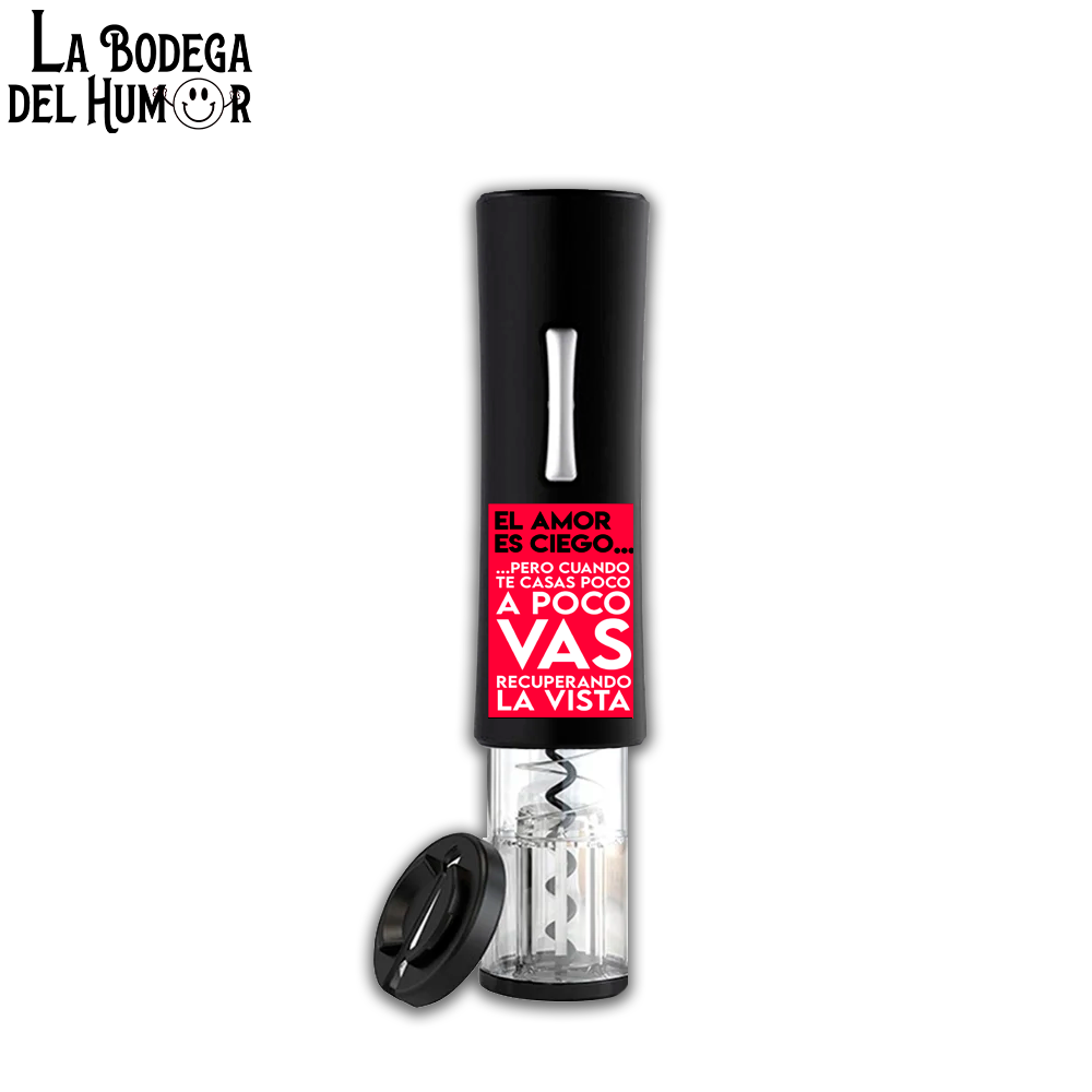 Sacacorchos Eléctrico Negro "Amor Ciego"