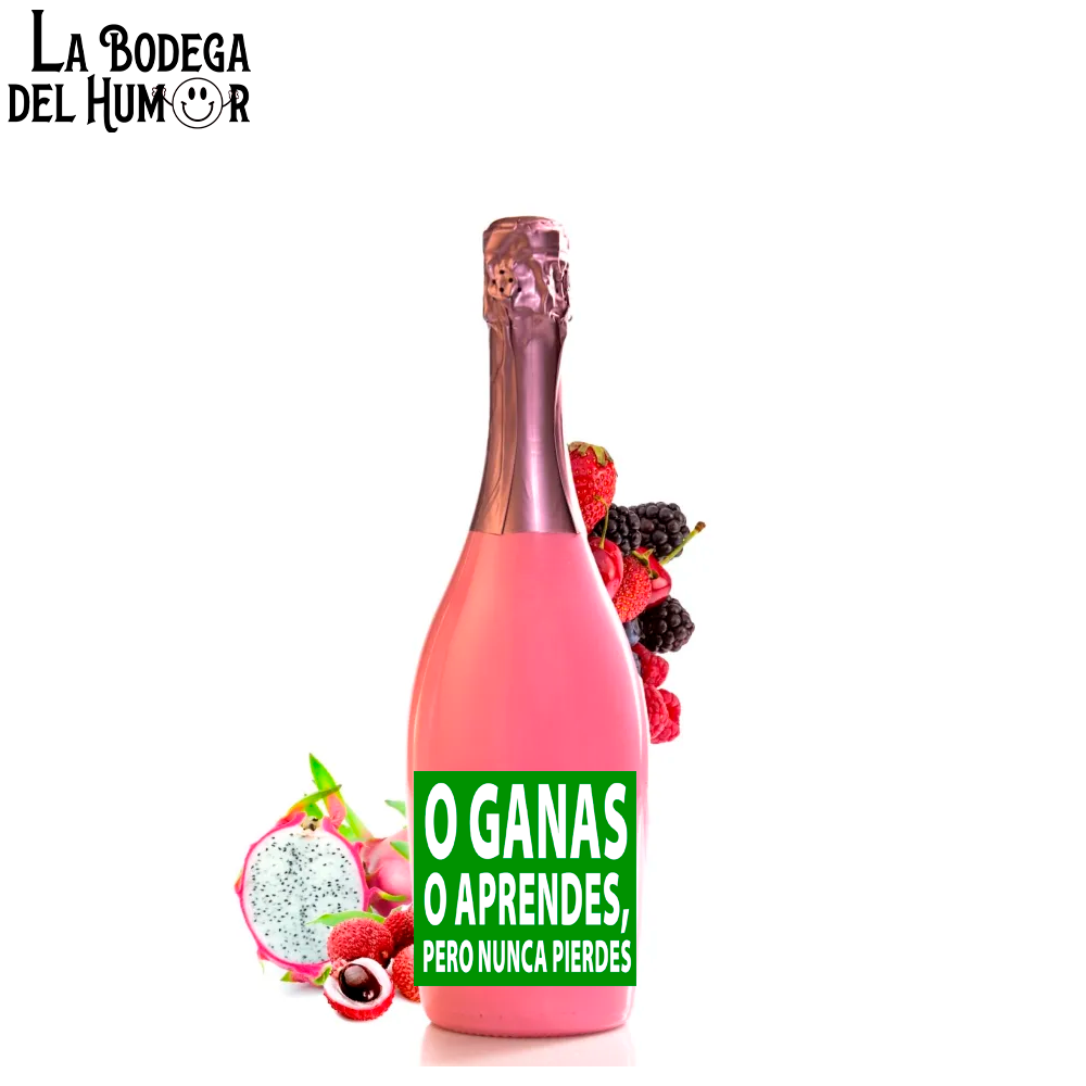 Botella de Champin "O ganas o aprendes, pero nunca pierdes" 750ml