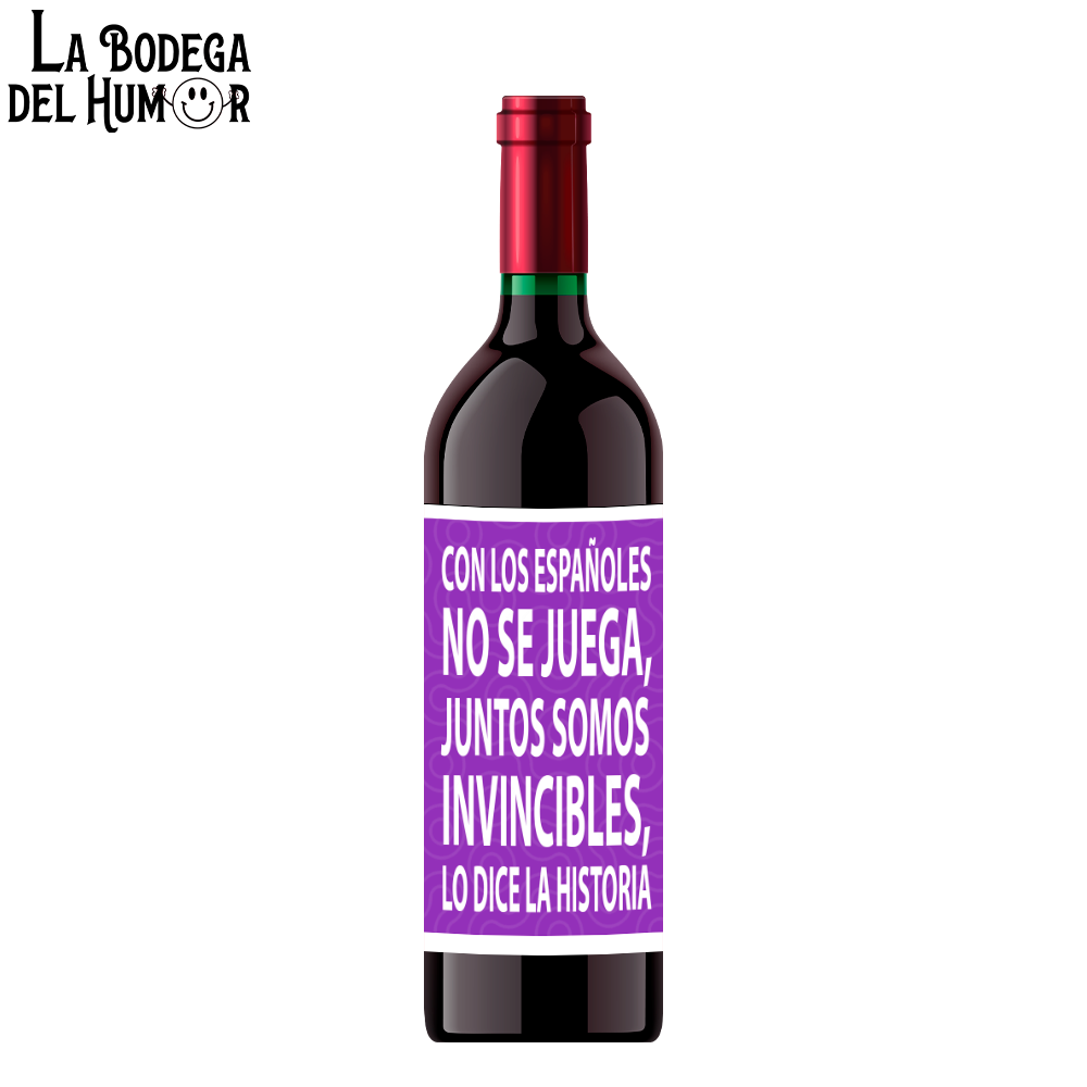 Botella de Vino "Con los españoles no se juega"