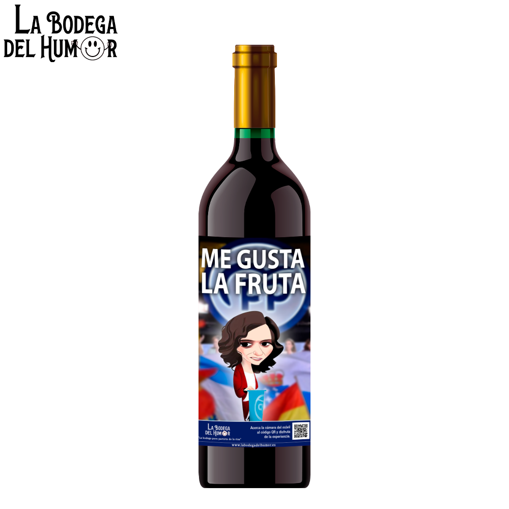 Botella de Vino "Me Gusta la Fruta Caricatura"