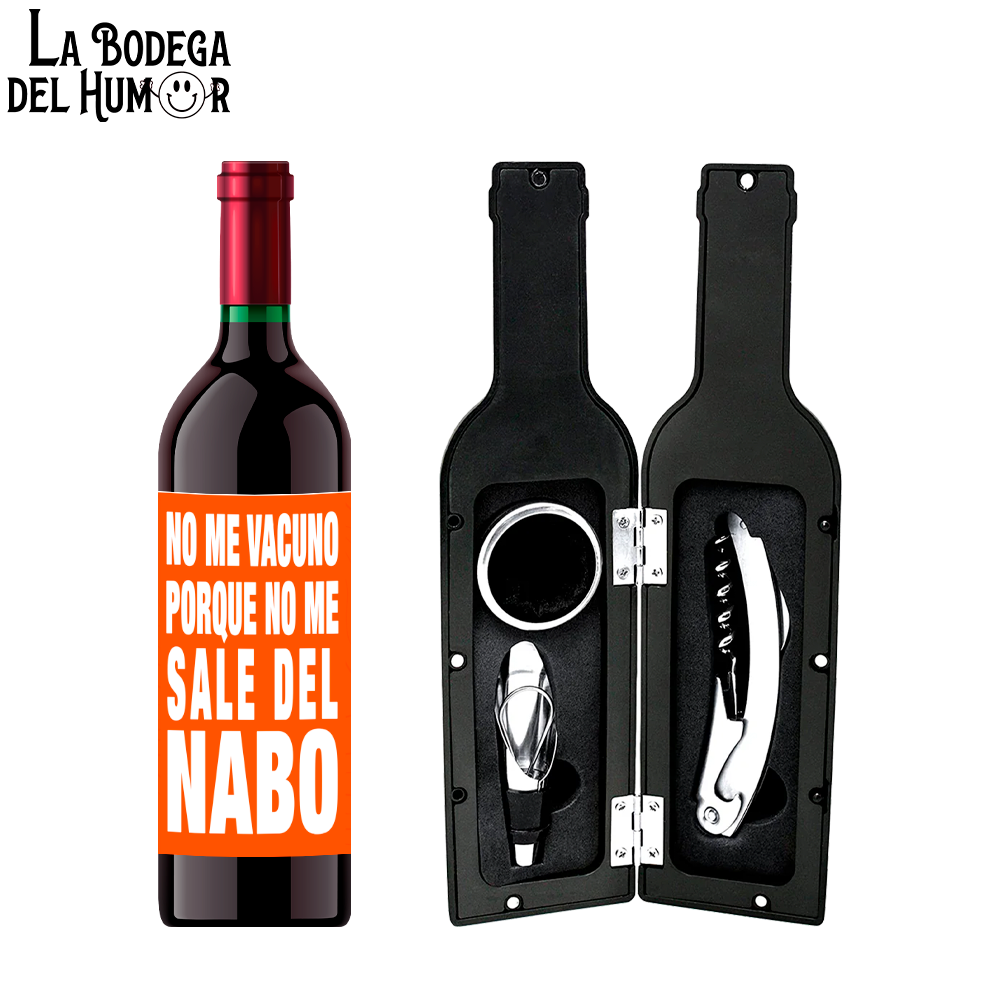 Kit Sacacorchos Premium "No me vacuno porque no me sale del nabo"