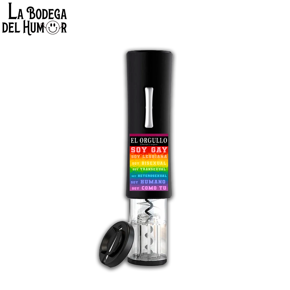 Sacacorchos Eléctrico Negro "Soy Gay"