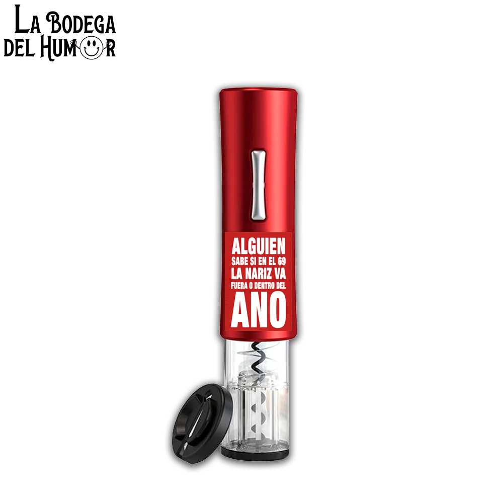 Sacacorchos Eléctrico Rojo "Alguien sabe si en el 69"