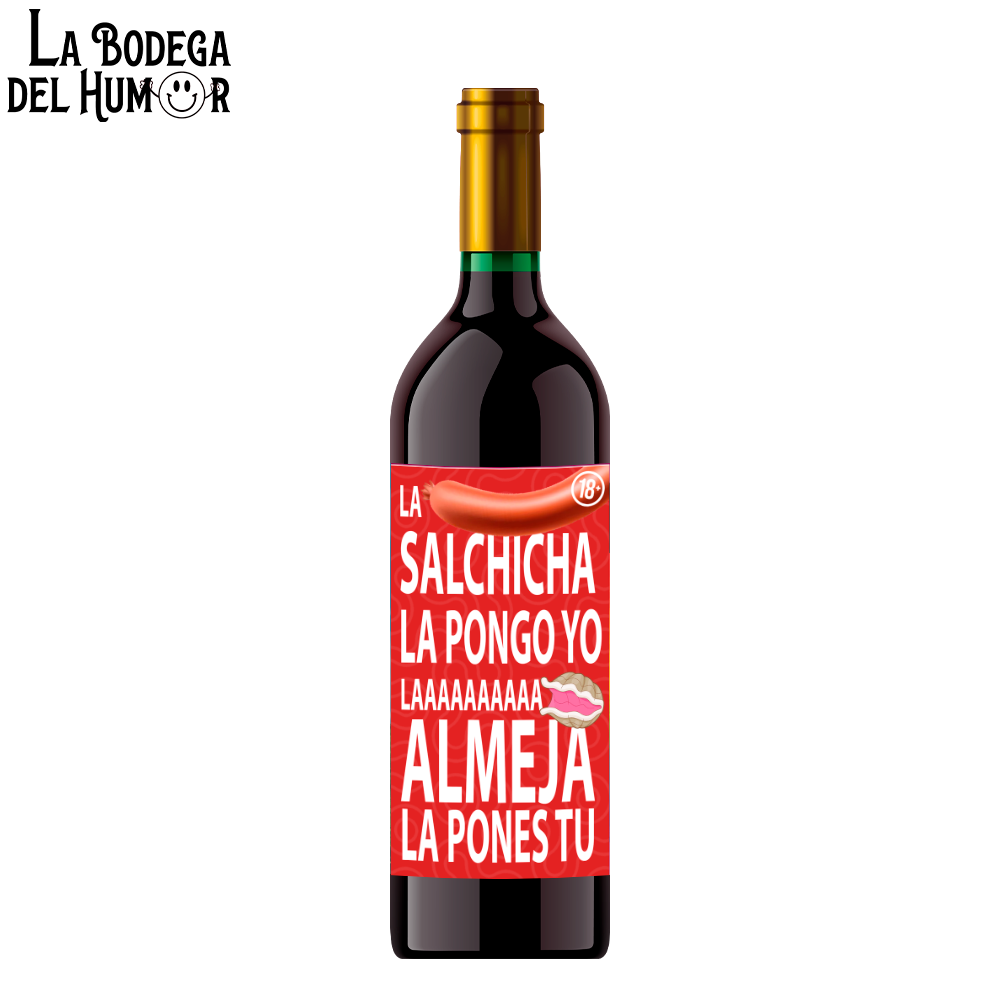 Botella de Vino "La salchicha y la almeja"
