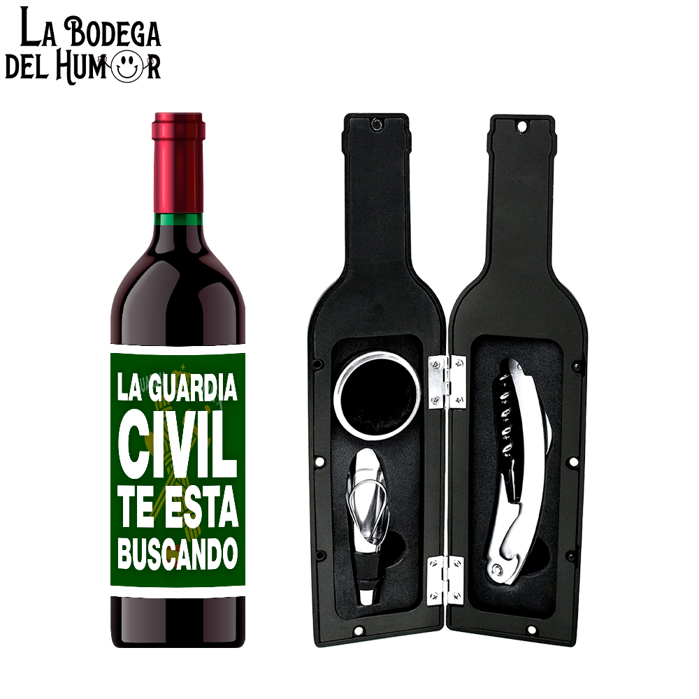 Kit Sacacorchos Premium "La Guardia Civil te está buscando"