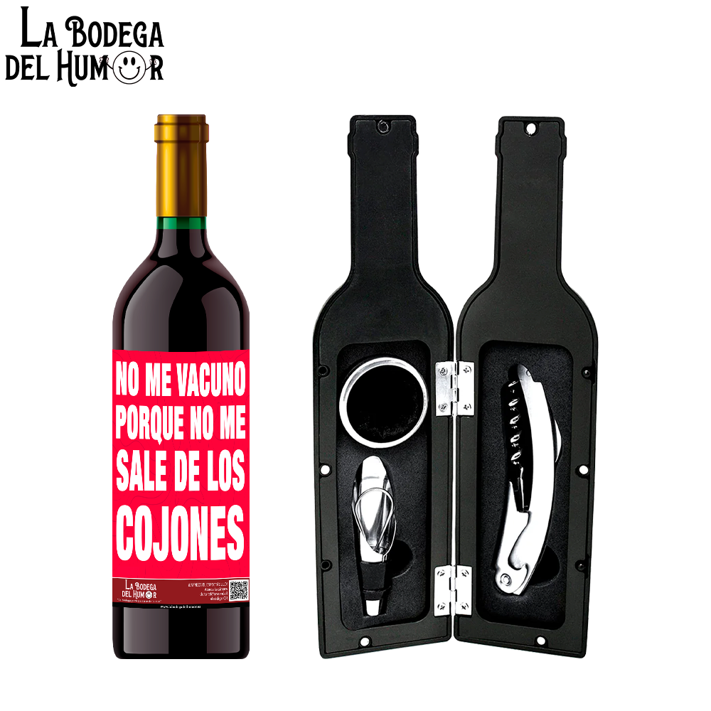 Kit Sacacorchos Premium "No me vacuno porque no me sale de los cojones"