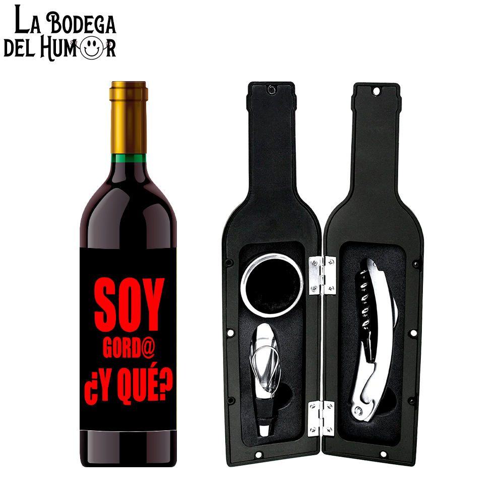 Kit Sacacorchos Premium "Soy gordo, ¿y qué?"