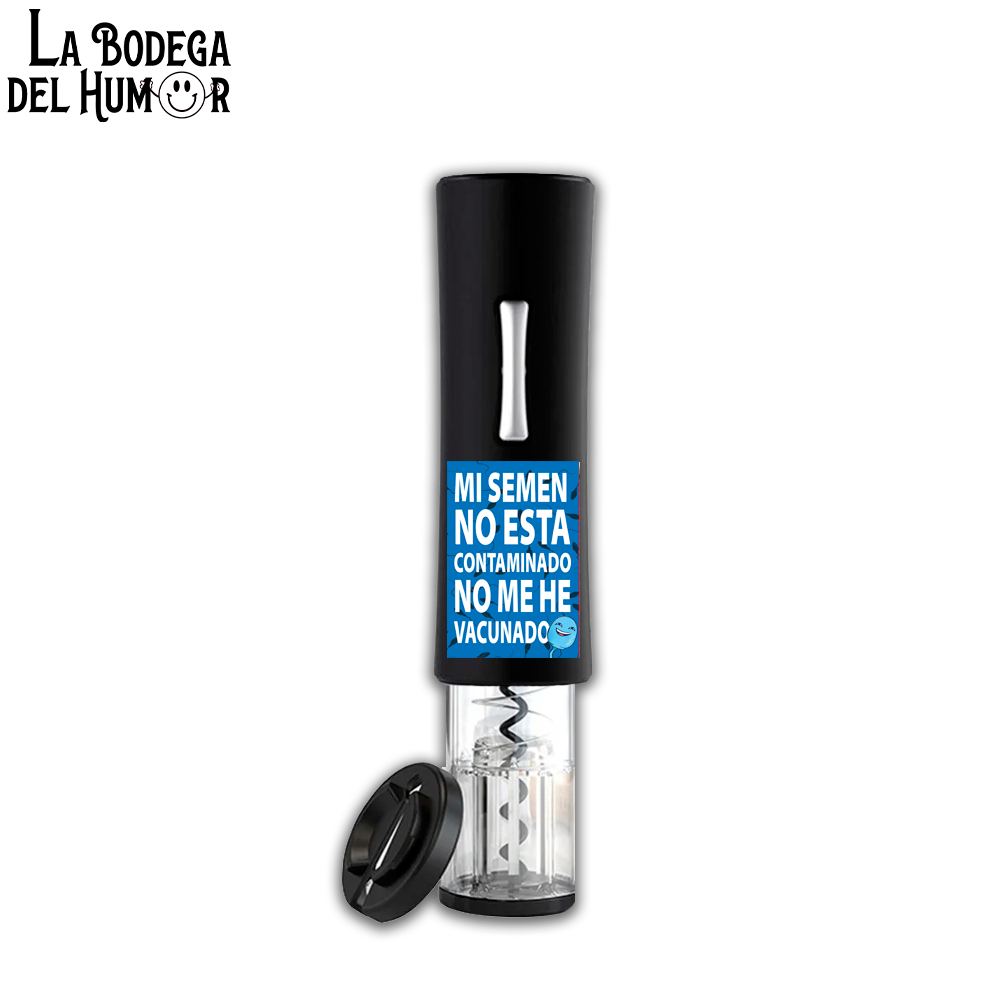 Sacacorchos Eléctrico Negro "Mi semen no está contaminado"