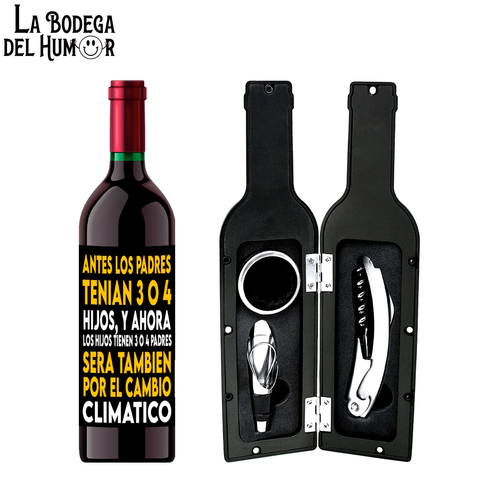 Kit Sacacorchos Premium "Antes los padres tenían 3 o 4 hijos"