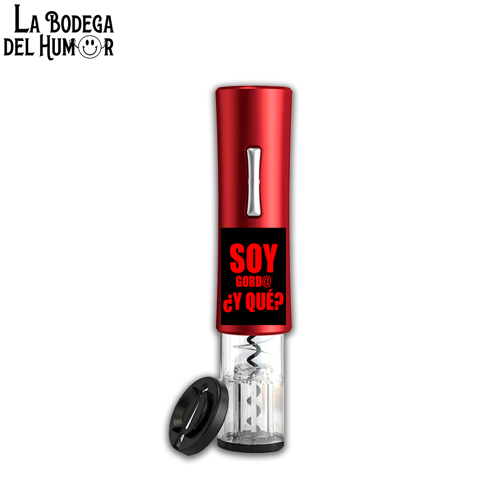 Sacacorchos Eléctrico Rojo "Soy gordo, ¿y qué?"
