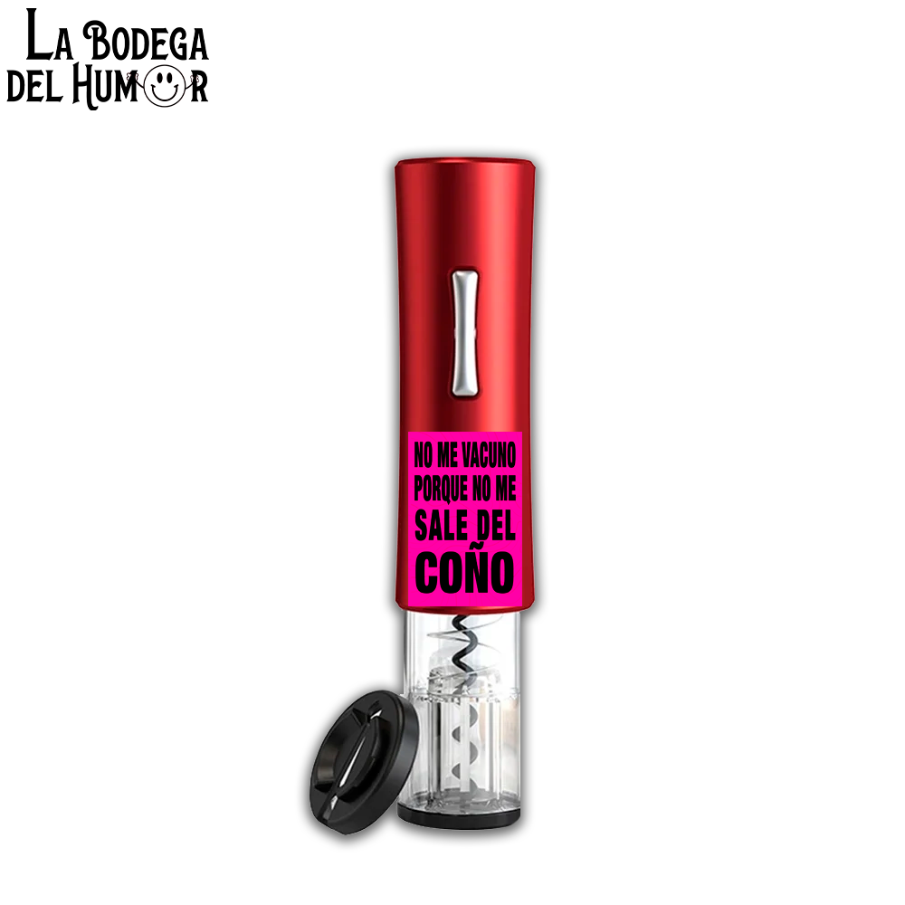 Sacacorchos Eléctrico Rojo "No me Vacuno"
