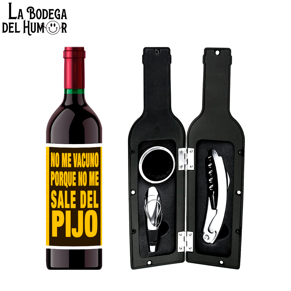 Kit Sacacorchos Premium "No me vacuno porque no me sale del pijo"